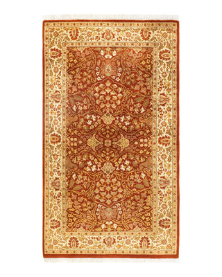Traditional Mogul Orange Wool Area Rug 3' 1" x 5' 4" - Solo Rugs