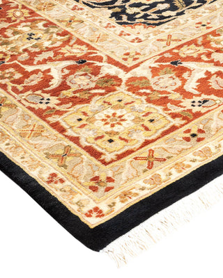 Traditional Mogul Black Wool Area Rug 9' 2" x 12' 2" - Solo Rugs