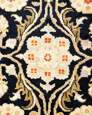 Traditional Mogul Black Wool Area Rug 9' 2" x 12' 2" - Solo Rugs