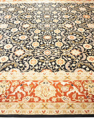 Traditional Mogul Black Wool Area Rug 9' 2" x 12' 2" - Solo Rugs