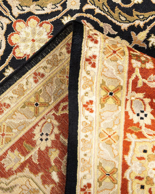 Traditional Mogul Black Wool Area Rug 9' 2" x 12' 2" - Solo Rugs