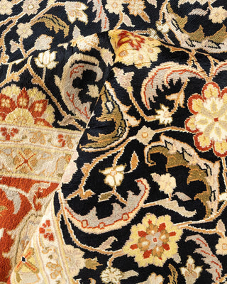 Traditional Mogul Black Wool Area Rug 9' 2" x 12' 2" - Solo Rugs