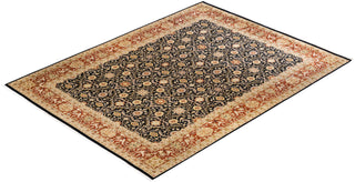 Traditional Mogul Black Wool Area Rug 9' 2" x 12' 2" - Solo Rugs