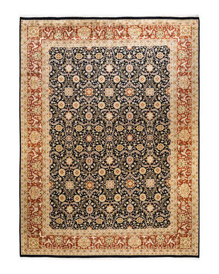 Traditional Mogul Black Wool Area Rug 9' 2" x 12' 2" - Solo Rugs