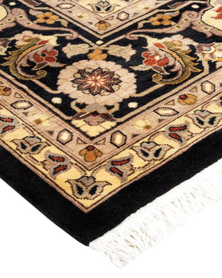 Traditional Mogul Black Wool Area Rug 9' 1" x 12' 5" - Solo Rugs