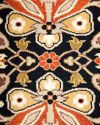 Traditional Mogul Black Wool Area Rug 9' 1" x 12' 5" - Solo Rugs