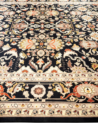 Traditional Mogul Black Wool Area Rug 9' 1" x 12' 5" - Solo Rugs