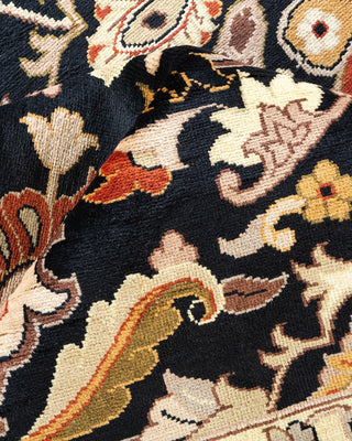 Traditional Mogul Black Wool Area Rug 9' 1" x 12' 5" - Solo Rugs