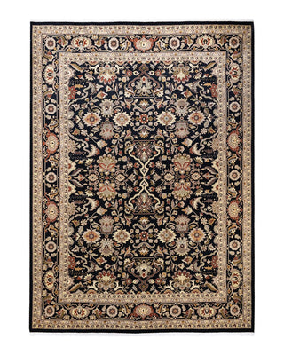 Traditional Mogul Black Wool Area Rug 9' 1" x 12' 5" - Solo Rugs