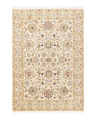 Traditional Mogul Ivory Wool Area Rug 4' 3" x 6' 0" - Solo Rugs