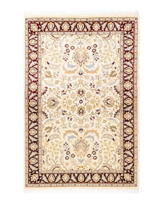 Traditional Mogul Ivory Wool Area Rug 4' 2" x 6' 2" - Solo Rugs