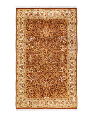 Traditional Mogul Orange Wool Area Rug 4' 7" x 7' 5" - Solo Rugs