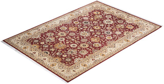 Traditional Mogul Red Wool Area Rug 6' 3" x 8' 3" - Solo Rugs