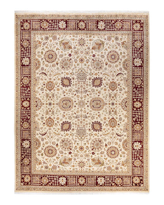 Traditional Mogul Ivory Wool Area Rug 9' 2" x 12' 2" - Solo Rugs