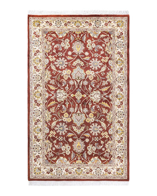 Traditional Mogul Orange Wool Area Rug 3' 2" x 5' 2" - Solo Rugs