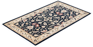 Mogul, One-of-a-Kind Hand-Knotted Area Rug - Black, 3' 2" x 5' 2" - Solo Rugs