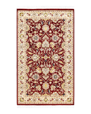 Traditional Mogul Red Wool Area Rug 3' 1" x 5' 1" - Solo Rugs