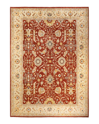 Traditional Mogul Orange Wool Area Rug 9' 2" x 12' 5" - Solo Rugs