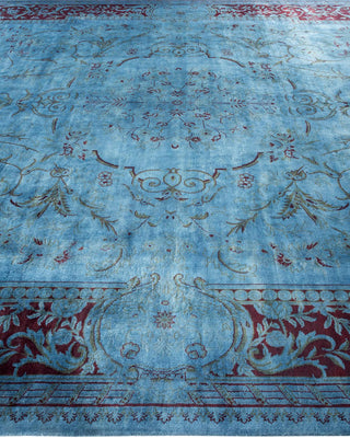 Contemporary Fine Vibrance Light Blue Wool Area Rug 9' 1" x 12' 5" - Solo Rugs