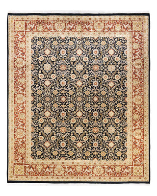Traditional Mogul Black Wool Area Rug 8' 2" x 9' 10" - Solo Rugs