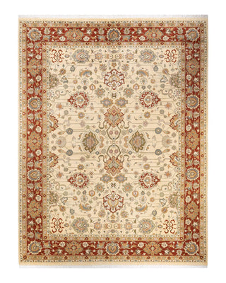 Traditional Mogul Ivory Wool Area Rug 9' 2" x 12' 2" - Solo Rugs