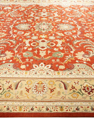 Traditional Mogul Orange Wool Area Rug 9' 2" x 12' 1" - Solo Rugs