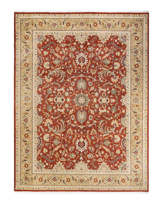 Traditional Mogul Orange Wool Area Rug 9' 2" x 12' 1" - Solo Rugs