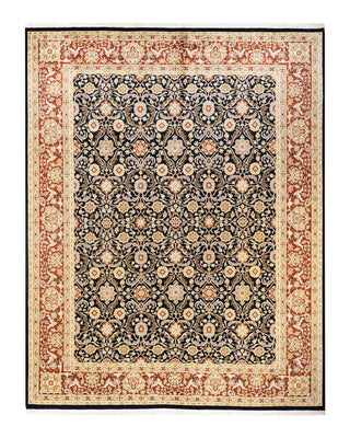 Traditional Mogul Black Wool Area Rug 8' 2" x 10' 2" - Solo Rugs