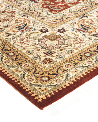 Traditional Mogul Orange Wool Area Rug 9' 1" x 12' 1" - Solo Rugs