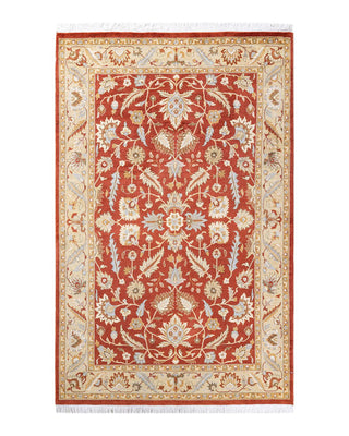 Traditional Mogul Orange Wool Area Rug 4' 2" x 6' 5" - Solo Rugs