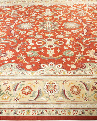 Traditional Mogul Orange Wool Area Rug 10' 0" x 14' 2" - Solo Rugs