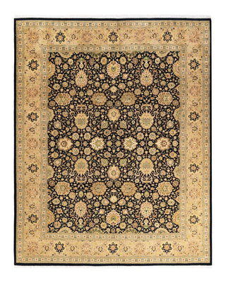 Traditional Mogul Black Wool Area Rug 8' 2" x 10' 3" - Solo Rugs