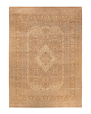 Traditional Mogul Yellow Wool Area Rug 9' 10" x 13' 10" - Solo Rugs