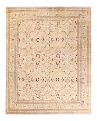 Traditional Mogul Beige Wool Area Rug 8' 1" x 10' 1" - Solo Rugs
