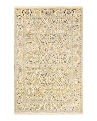 Traditional Mogul Ivory Wool Area Rug 6' 2" x 9' 6" - Solo Rugs