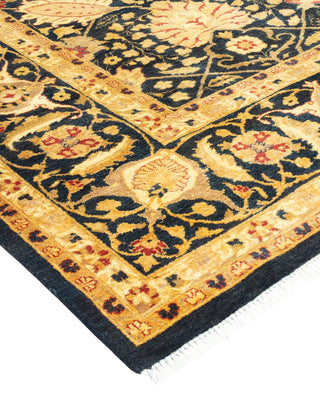Traditional Mogul Black Wool Area Rug 6' 2" x 8' 10" - Solo Rugs