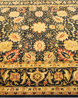 Traditional Mogul Black Wool Area Rug 6' 2" x 8' 10" - Solo Rugs