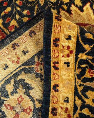Traditional Mogul Black Wool Area Rug 6' 2" x 8' 10" - Solo Rugs