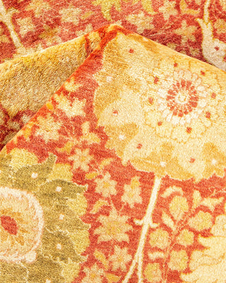 Traditional Mogul Orange Wool Area Rug 6' 3" x 9' 6" - Solo Rugs