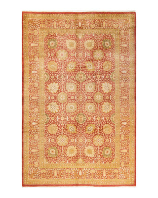 Traditional Mogul Orange Wool Area Rug 6' 3" x 9' 6" - Solo Rugs