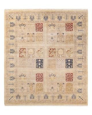 Traditional Mogul Ivory Wool Area Rug 6' 4" x 7' 1" - Solo Rugs