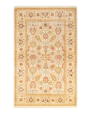 Traditional Mogul Ivory Wool Area Rug 4' 8" x 7' 2" - Solo Rugs