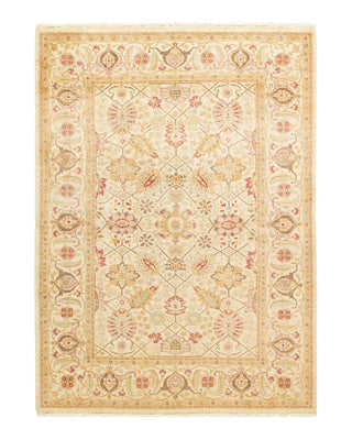 Traditional Mogul Ivory Wool Area Rug 4' 1" x 5' 10" - Solo Rugs