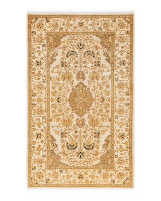 Traditional Mogul Ivory Wool Area Rug 3' 2" x 5' 1" - Solo Rugs