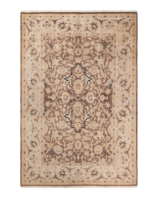 Contemporary Eclectic Brown Wool Area Rug 6' 1" x 9' 1" - Solo Rugs