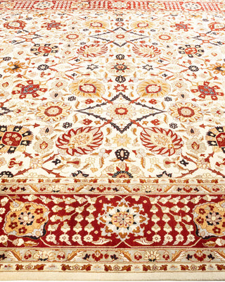 Traditional Mogul Ivory Wool Area Rug 9' 1" x 12' 5" - Solo Rugs