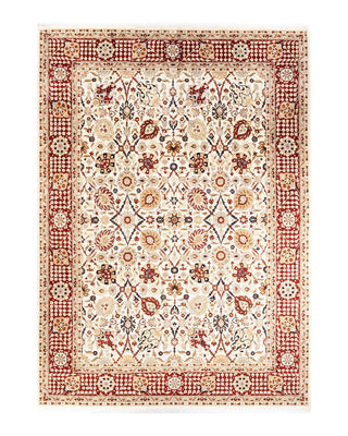 Traditional Mogul Ivory Wool Area Rug 9' 1" x 12' 5" - Solo Rugs