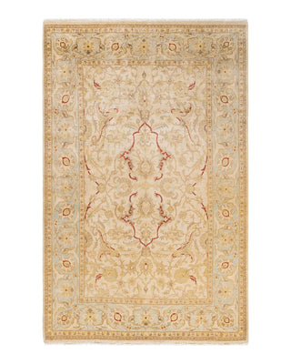 Contemporary Eclectic Ivory Wool Area Rug 6' 2" x 9' 7" - Solo Rugs