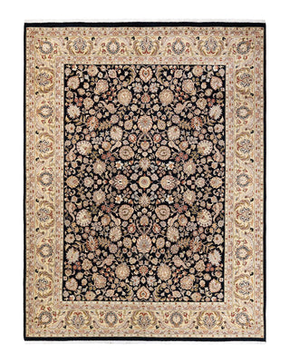 Traditional Mogul Black Wool Area Rug 8' 0" x 10' 5" - Solo Rugs