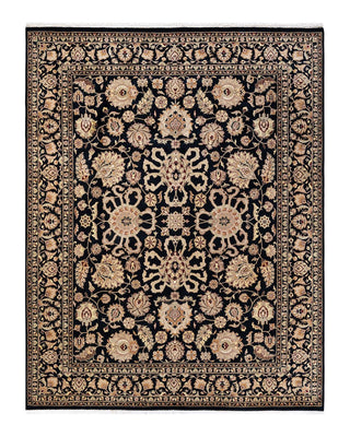 Traditional Mogul Black Wool Area Rug 8' 3" x 10' 5" - Solo Rugs